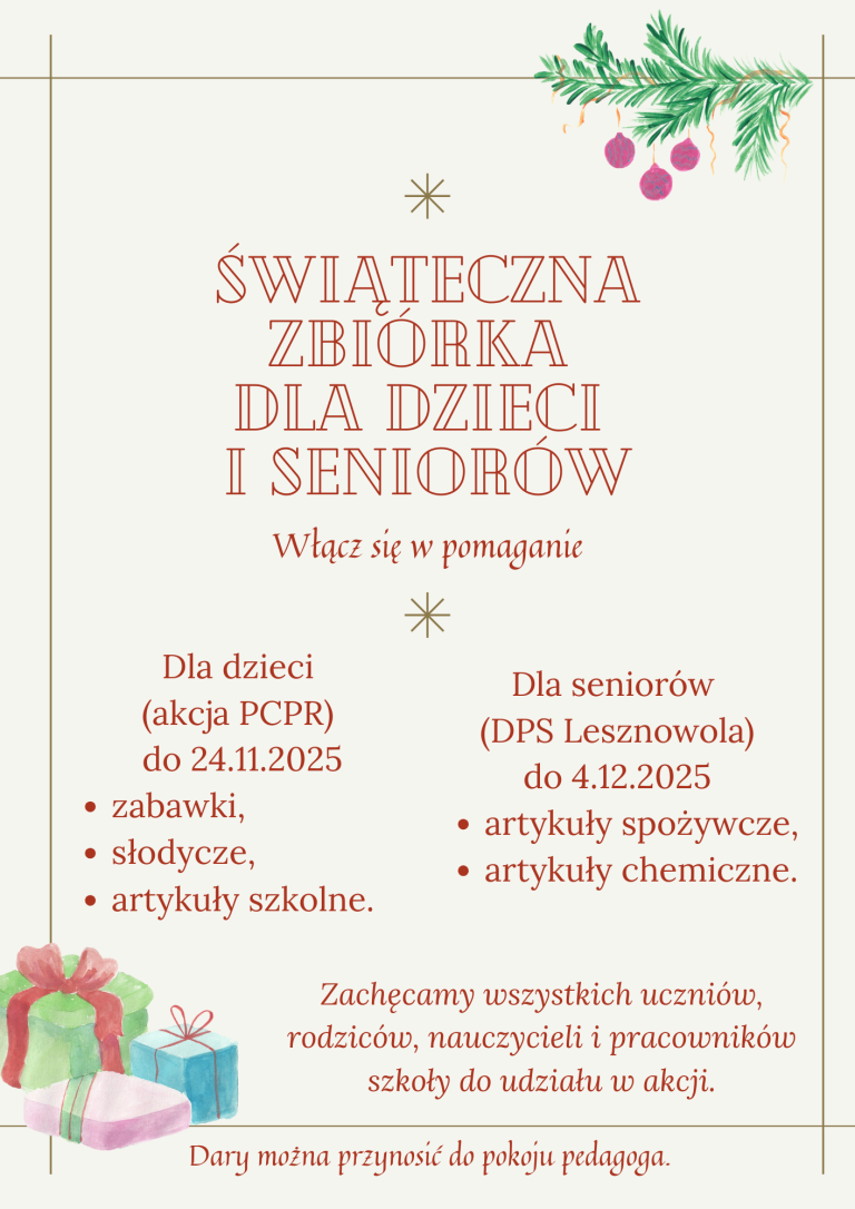 Świąteczna zbiórka dla dzieci i seniorów – włącz się w pomaganie!