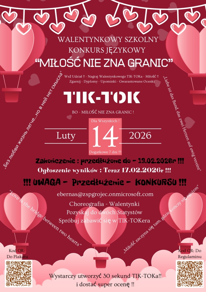 WALENTYNKOWY SZKOLNY KONKURS JĘZYKOWY MIŁOŚĆ NIE ZNA GRANIC